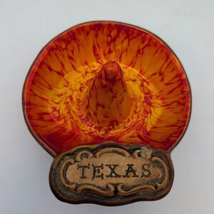 Treasure Craft Texas Sombrero Ash Tray Orange Brown Ceramic Made in USA